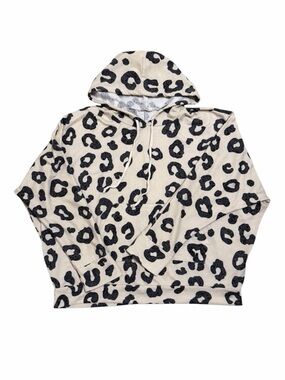 HOPELY Oversized Leopard Print Long Sleeve Top with Hood